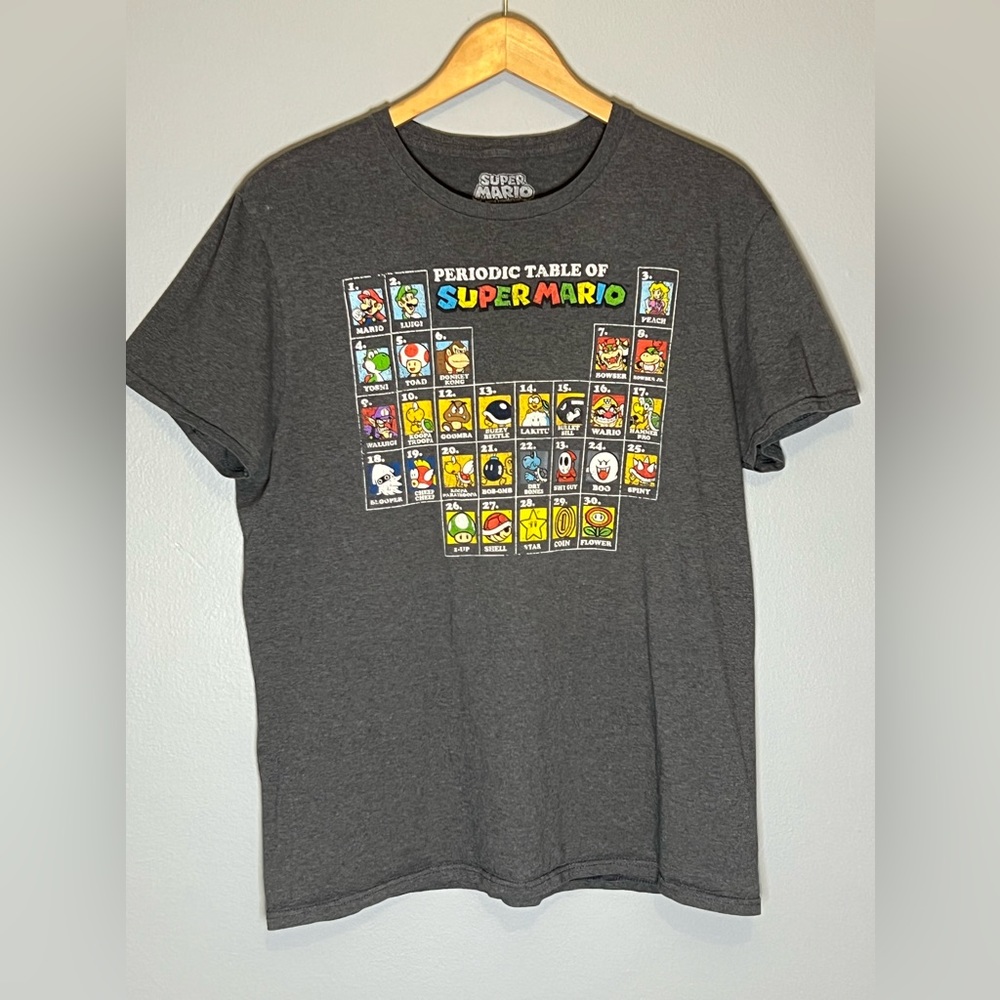 Super Mario Periodic Table Graphic T Shirt Adult Unisex Large